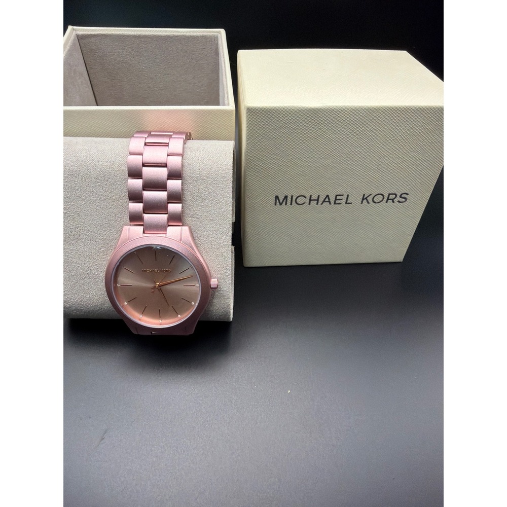 Michael Kors Slim Runway Pink Matte Stainless Steel Watch MK42001